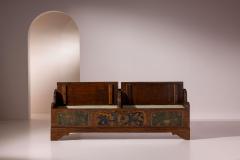 Antique hand painted bench with storage Italy late 19th century - 4346817