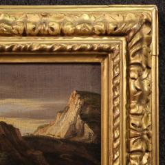Antique landscape painting with men at arms from the 17th century - 4202062