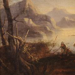 Antique landscape painting with men at arms from the 17th century - 4202067
