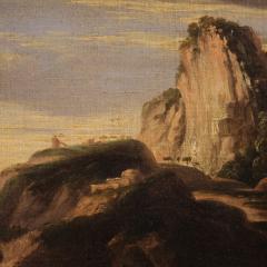 Antique landscape painting with men at arms from the 17th century - 4202068