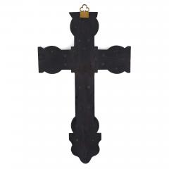 Antique large cloisonn enamel wall crucifix with font - 3606574