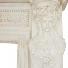 Antique large white marble fireplace French 19th century - 3585874