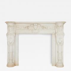 Antique large white marble fireplace French 19th century - 3592224