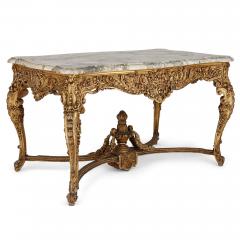 Antique marble topped R gence style giltwood centre table - 2650892