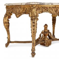 Antique marble topped R gence style giltwood centre table - 2650893