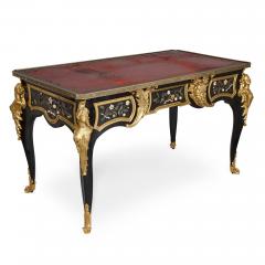 Antique mid 19th century ebonised wood gilt bronze and pietra dura desk - 1924920