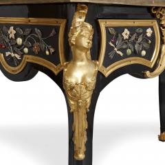 Antique mid 19th century ebonised wood gilt bronze and pietra dura desk - 1924922