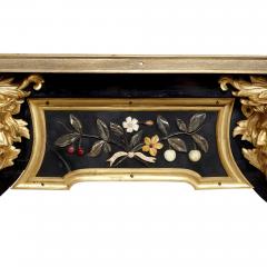 Antique mid 19th century ebonised wood gilt bronze and pietra dura desk - 1924923