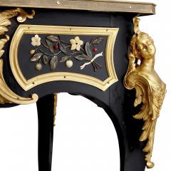 Antique mid 19th century ebonised wood gilt bronze and pietra dura desk - 1924924