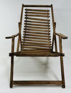 Antique oak wooden transat chair - 4249616