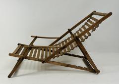 Antique oak wooden transat chair - 4249634