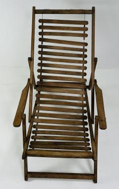 Antique oak wooden transat chair - 4249642