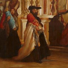 Antique oil painting of Torah Procession after Solomon Alexander Hart - 4121703