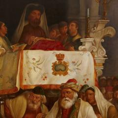 Antique oil painting of Torah Procession after Solomon Alexander Hart - 4121704