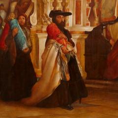 Antique oil painting of Torah Procession after Solomon Alexander Hart - 4121707