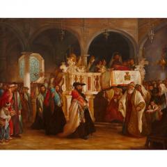 Antique oil painting of Torah Procession after Solomon Alexander Hart - 4121708