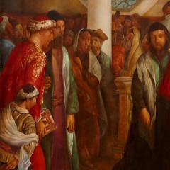Antique oil painting of Torah Procession after Solomon Alexander Hart - 4121709
