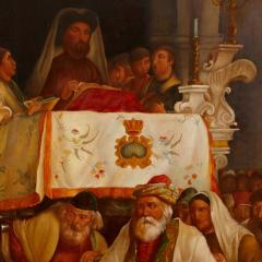 Antique oil painting of Torah Procession after Solomon Alexander Hart - 4121710