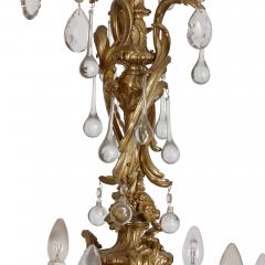 Antique ormolu and cut glass Rococo style chandelier - 3457251