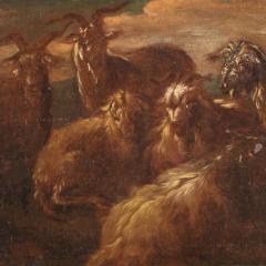 Antique painting landscape with goats from 17th century - 4148750