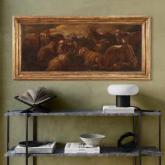 Antique painting landscape with goats from 17th century - 4148752
