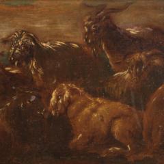 Antique painting landscape with goats from 17th century - 4148753