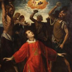 Antique painting on panel from the 17th century The Martyrdom of Saint Stephen - 4204408