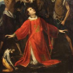 Antique painting on panel from the 17th century The Martyrdom of Saint Stephen - 4204409