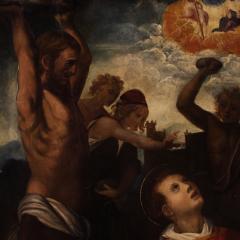 Antique painting on panel from the 17th century The Martyrdom of Saint Stephen - 4204417