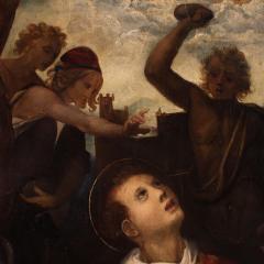 Antique painting on panel from the 17th century The Martyrdom of Saint Stephen - 4204419