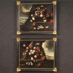 Antique painting still life with flowers from 18th century - 4049361