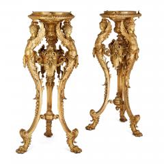 Antique pair of ormolu pedestals with Neo Grec sphinx supports - 3618956