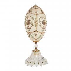 Antique semi precious stone and silver gilt egg model - 3568753