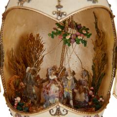 Antique semi precious stone and silver gilt egg model - 3568756