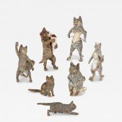Antique set of Viennese cold painted bronze cats - 3601152
