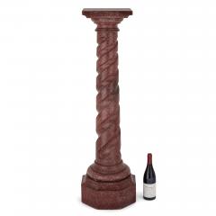 Antique simulated porphyry scagliola pedestal - 3943013