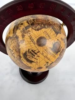 Antique vintage terrestrial globe wooden base stand - 4046431