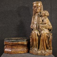 Antique wooden sculpture from the 15th century Madonna with Child - 4321593