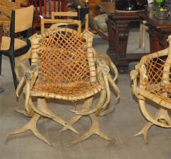 Antler armchairs with leather strappings - 3021595