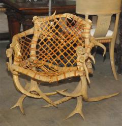 Antler armchairs with leather strappings - 3021596