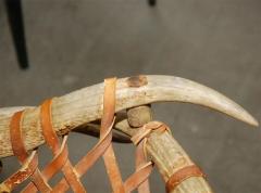 Antler armchairs with leather strappings - 3021719