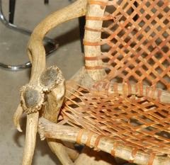Antler armchairs with leather strappings - 3021736
