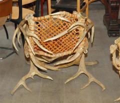 Antler armchairs with leather strappings - 3021743