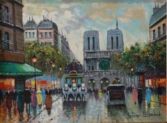 Antoine Blanchard Original Antione Blanchard Paris Street Scene Oil Painting - 4447558