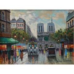 Antoine Blanchard Original Antione Blanchard Paris Street Scene Oil Painting - 4447567