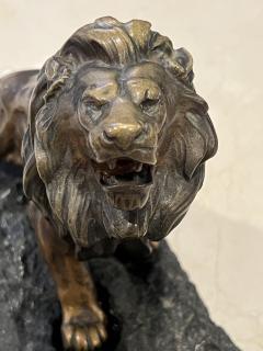 Antoine Louis Barye BRONZE LION ON MARBLE INKWELL BY ANTOINE LOUIS BARYE - 2932924