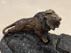 Antoine Louis Barye BRONZE LION ON MARBLE INKWELL BY ANTOINE LOUIS BARYE - 2932929