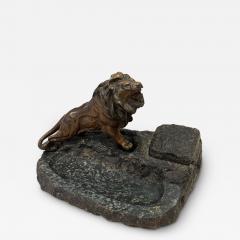 Antoine Louis Barye BRONZE LION ON MARBLE INKWELL BY ANTOINE LOUIS BARYE - 2933303