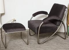 Anton Lorenz Anton Lorenz Thonet Tubular Steel Lounge Chairs and Ottoman - 501755