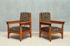 Anton Lucas Pair of Anton Lucas Art Deco Armchairs in Oak and Macassar Netherlands 1920s - 4597967